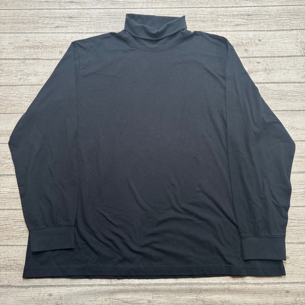 L.L.Bean Shirt Mens 2XL Black Turtleneck Traditional Fit Cotton Long Sleeve Cozy